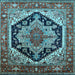 Square Machine Washable Geometric Light Blue Traditional Rug, wshurb2034lblu