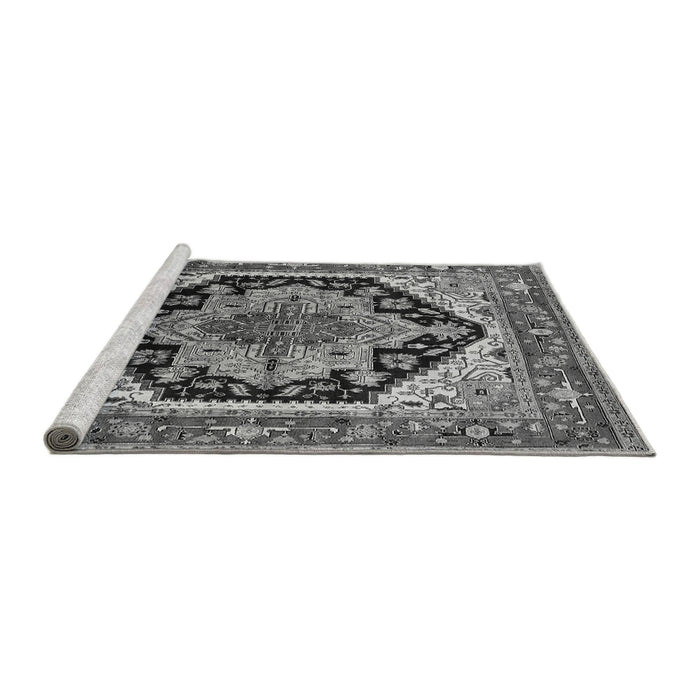 Sideview of Machine Washable Geometric Gray Traditional Rug, wshurb2034gry