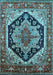 Machine Washable Geometric Light Blue Traditional Rug, wshurb2034lblu