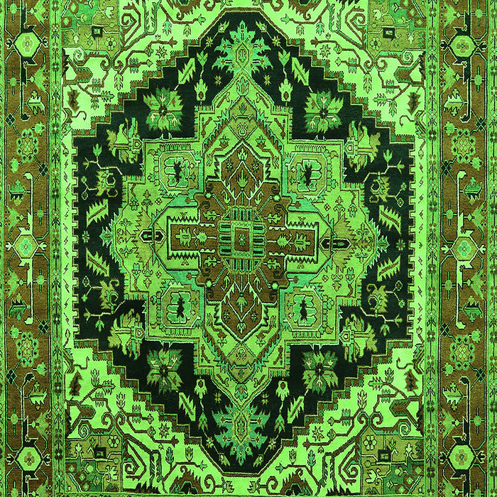 Machine Washable Geometric Green Traditional Area Rugs, wshurb2034grn