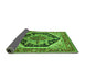 Sideview of Geometric Green Traditional Rug, urb2034grn