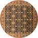 Round Oriental Brown Traditional Rug, urb2035brn