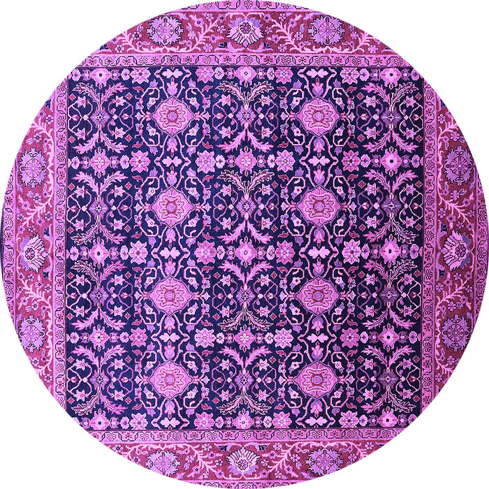 Round Machine Washable Oriental Purple Traditional Area Rugs, wshurb2035pur