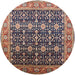 Round Mid-Century Modern Red Oriental Rug, urb2035