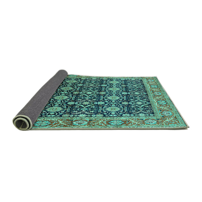 Sideview of Oriental Turquoise Traditional Rug, urb2035turq