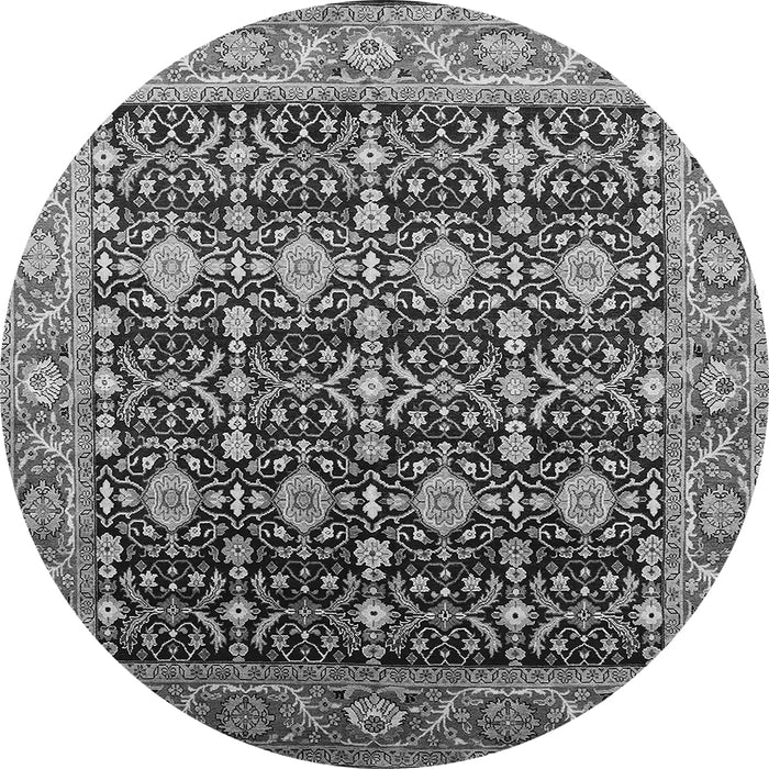 Round Machine Washable Oriental Gray Traditional Rug, wshurb2035gry