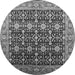 Round Machine Washable Oriental Gray Traditional Rug, wshurb2035gry