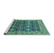 Sideview of Machine Washable Oriental Turquoise Traditional Area Rugs, wshurb2035turq