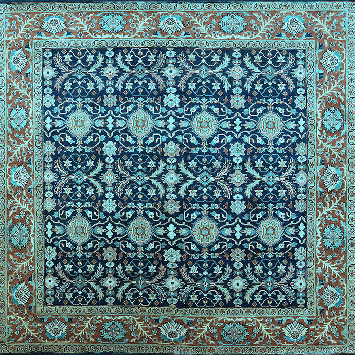 Square Machine Washable Oriental Light Blue Traditional Rug, wshurb2035lblu