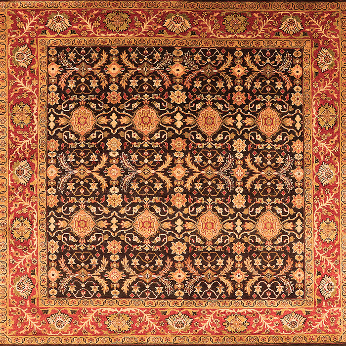 Square Machine Washable Oriental Orange Traditional Area Rugs, wshurb2035org