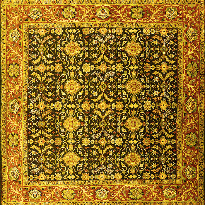 Square Machine Washable Oriental Yellow Traditional Rug, wshurb2035yw