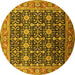 Round Oriental Yellow Traditional Rug, urb2035yw
