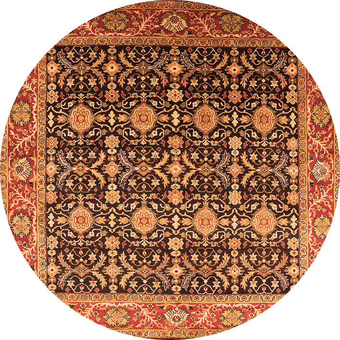 Round Oriental Orange Traditional Rug, urb2035org
