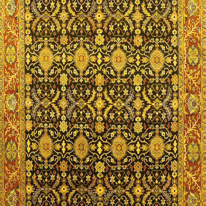 Machine Washable Oriental Yellow Traditional Rug, wshurb2035yw