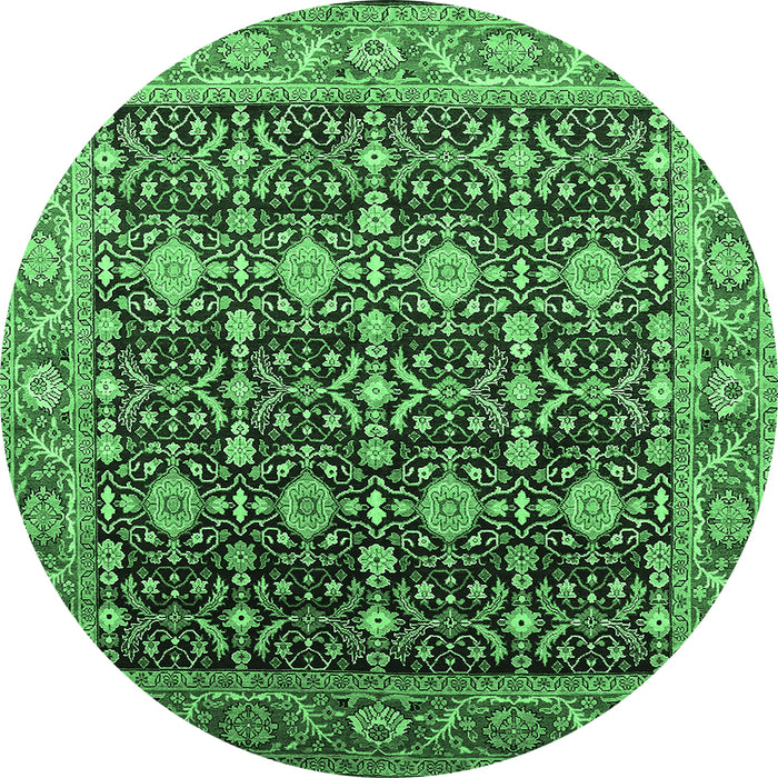 Round Oriental Emerald Green Traditional Rug, urb2035emgrn