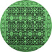 Round Oriental Emerald Green Traditional Rug, urb2035emgrn