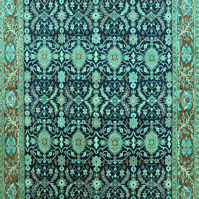 Machine Washable Oriental Turquoise Traditional Area Rugs, wshurb2035turq