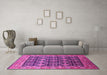 Machine Washable Oriental Pink Traditional Rug in a Living Room, wshurb2035pnk