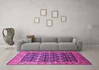 Machine Washable Oriental Pink Traditional Rug, wshurb2035pnk