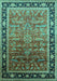 Machine Washable Oriental Turquoise Industrial Area Rugs, wshurb2036turq