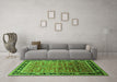 Machine Washable Oriental Green Industrial Area Rugs in a Living Room,, wshurb2036grn