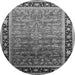 Round Machine Washable Oriental Gray Industrial Rug, wshurb2036gry