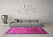 Machine Washable Oriental Pink Industrial Rug in a Living Room, wshurb2036pnk