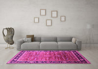 Machine Washable Oriental Pink Industrial Rug, wshurb2036pnk