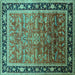 Square Oriental Turquoise Industrial Rug, urb2036turq