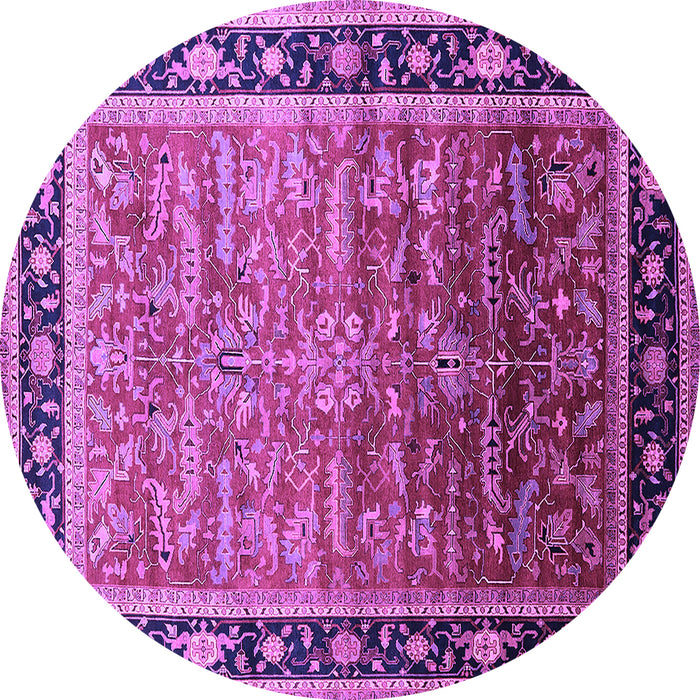 Round Machine Washable Oriental Purple Industrial Area Rugs, wshurb2036pur