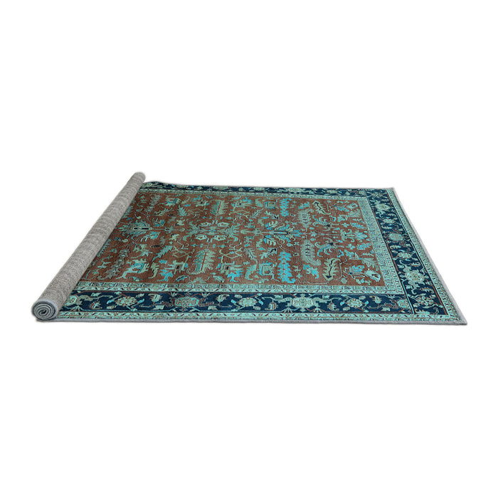 Sideview of Machine Washable Oriental Light Blue Industrial Rug, wshurb2036lblu