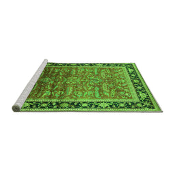 Sideview of Machine Washable Oriental Green Industrial Area Rugs, wshurb2036grn