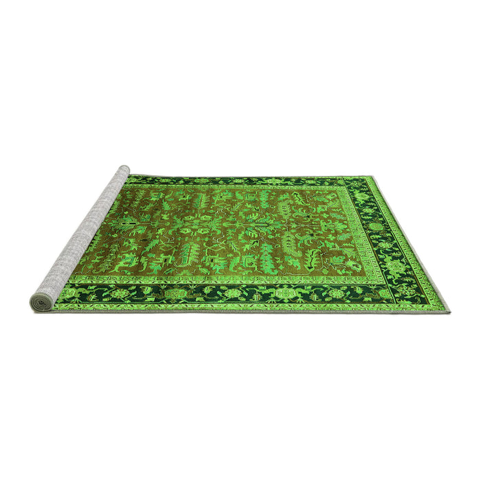 Sideview of Machine Washable Oriental Green Industrial Area Rugs, wshurb2036grn