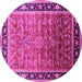 Round Machine Washable Oriental Pink Industrial Rug, wshurb2036pnk