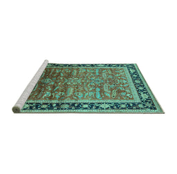 Sideview of Machine Washable Oriental Turquoise Industrial Area Rugs, wshurb2036turq