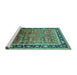 Sideview of Machine Washable Oriental Turquoise Industrial Area Rugs, wshurb2036turq