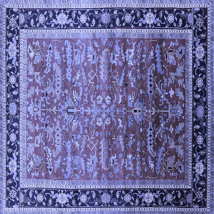 Square Machine Washable Oriental Blue Industrial Rug, wshurb2036blu