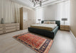 Mid-Century Modern Light Copper Gold Oriental Rug in a Bedroom, urb2036