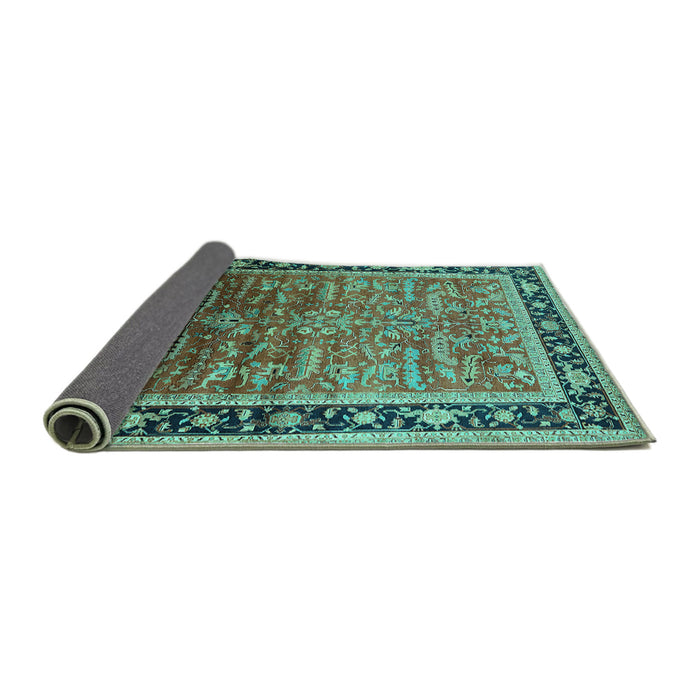 Sideview of Oriental Turquoise Industrial Rug, urb2036turq
