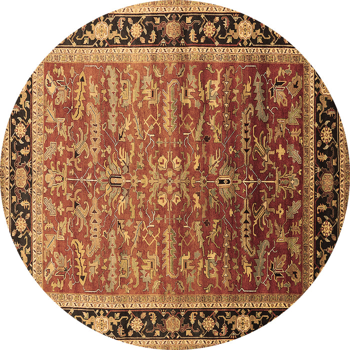 Round Oriental Brown Industrial Rug, urb2036brn