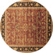 Round Oriental Brown Industrial Rug, urb2036brn