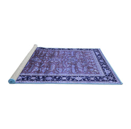 Sideview of Machine Washable Oriental Blue Industrial Rug, wshurb2036blu