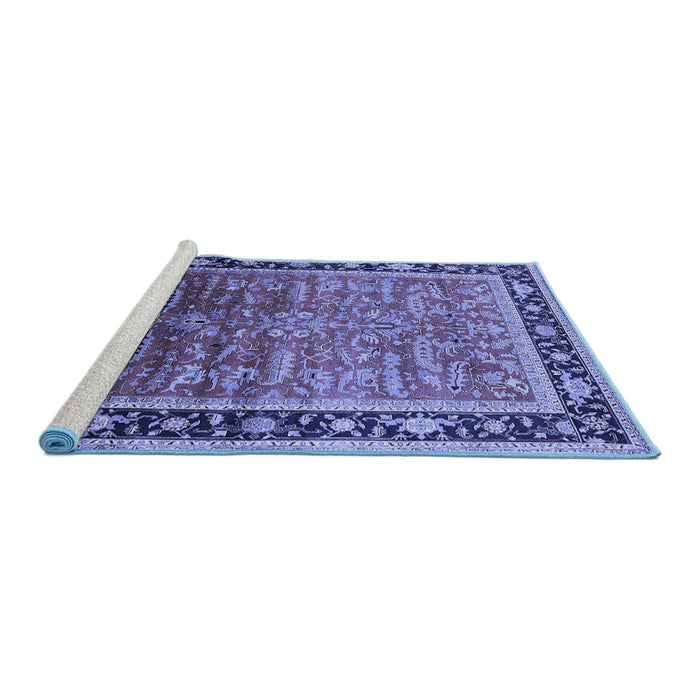 Sideview of Machine Washable Oriental Blue Industrial Rug, wshurb2036blu