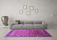 Machine Washable Oriental Purple Industrial Rug, wshurb2036pur