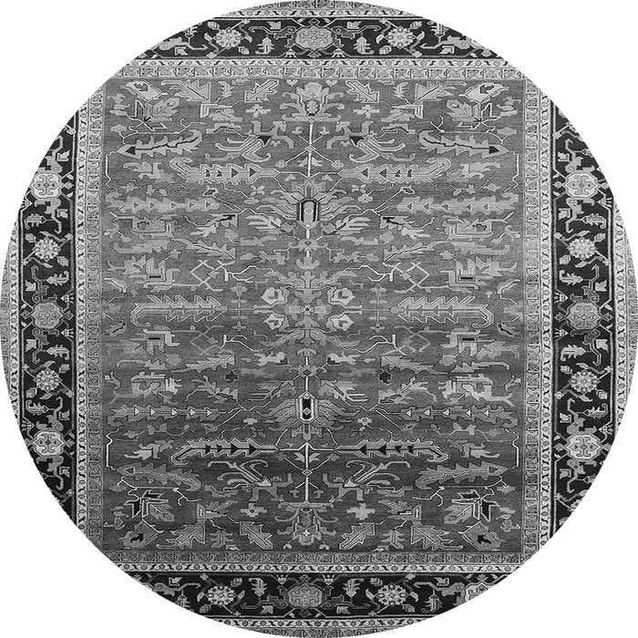 Round Oriental Gray Industrial Rug, urb2036gry