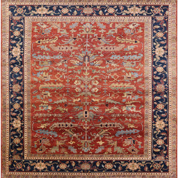 Square Mid-Century Modern Light Copper Gold Oriental Rug, urb2036