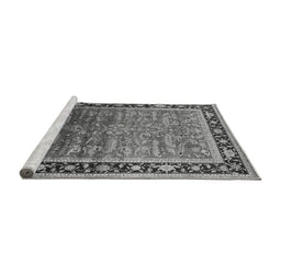Sideview of Machine Washable Oriental Gray Industrial Rug, wshurb2036gry