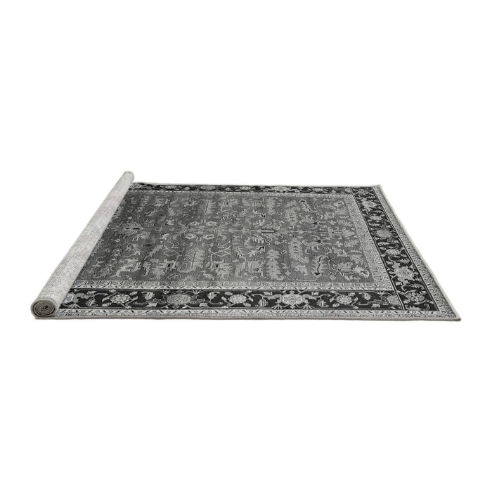 Sideview of Machine Washable Oriental Gray Industrial Rug, wshurb2036gry