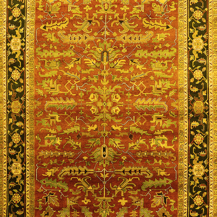 Machine Washable Oriental Yellow Industrial Rug, wshurb2036yw