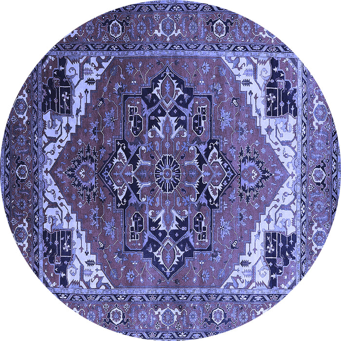 Round Persian Blue Traditional Rug, urb2037blu